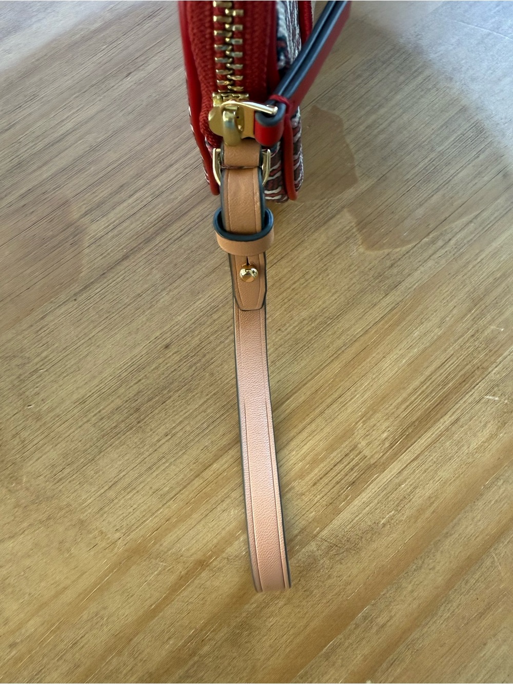 Tory Burch Gemini Link Canvas Zip Wristlet Pouch Liberty Red - Picture 3 of 9